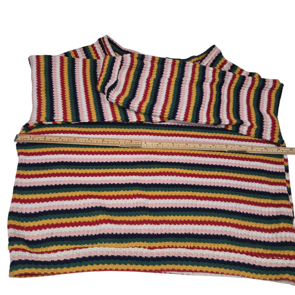 Lulus Womens XS Cropped Sweater Rainbow Striped Colorful Stretch Knit Colorful - Picture 8 of 10
